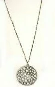 33" Expandable Antique Metal Necklace with Circles Pendant 003904