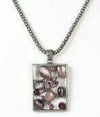 Purple mix gem pendant with austrian crystal 003510
