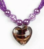 Glass Heart Necklace (Purple) 003283