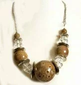 Really Chunky Ceramic Marbled Bead Necklace 003365