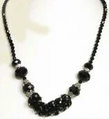 Flower Design Cut Glass Necklace Black 003367