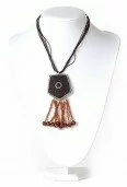 Black Necklace with Brown Beads 003507