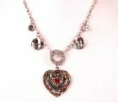 Petite Chain and Heart Necklace with Brown Crystals 003417