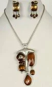 Bronze Enamel/Glass Necklace and Earring Set 003657 - Wholesale Jewellery Sets