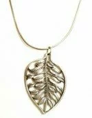 33" Expandable Antique Metal Necklace with Leaf Pendant 003905